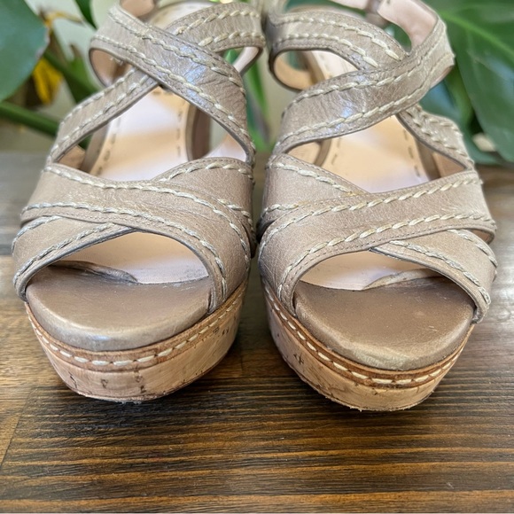 Prada Strapped Sage Green Leather Crock  Ankle Strap Platform Heels EU37.5 - Picture 5 of 14